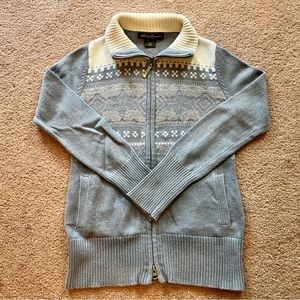 Eddie Bauer Women’s Petite Fair Isle Zip Up Sweater